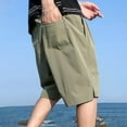 thumbnail image 4 of HAPIMO Men's Summer Classic Loose Beach Shorts Solid Color Holiday Elastic Waist Drawstring Dungarees Trendy Trousers Casual Relaxed Stretch Sports Athletic Green XXL, 4 of 4