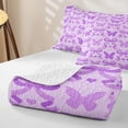 thumbnail image 4 of Homewish Cute Purple Bed Spread Queen For Girls,Butterfly Bow-Tie Queen Coverlet Set,3pcs, 4 of 7