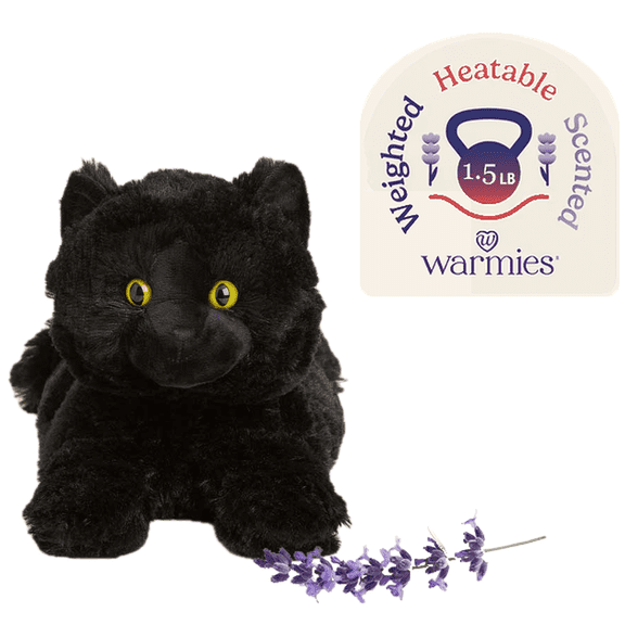 warmies 13” Black Cat Stuffed Animal, Microwavable Heated Plushies and Weighted Soft Plush Toys