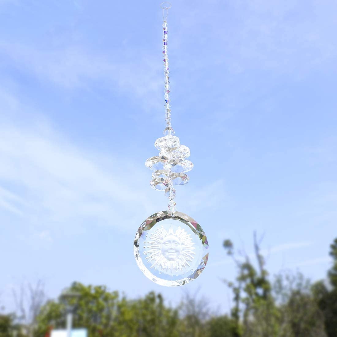 LTD ADE1702300 H&D Crystal Manufacture CO White1 H&D Rear View Mirror Car Charm Ornament Hanging Prism Suncatcher