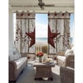 thumbnail image 3 of Red Texas Star Vintage Blackout Curtains 96 Inch Length 2 Panels Set, Farmhouse Berry Grey Wooden Full Shading Curtains for Windows, Blackout Curtains for Bedroom Living Room 52"x96", 3 of 8
