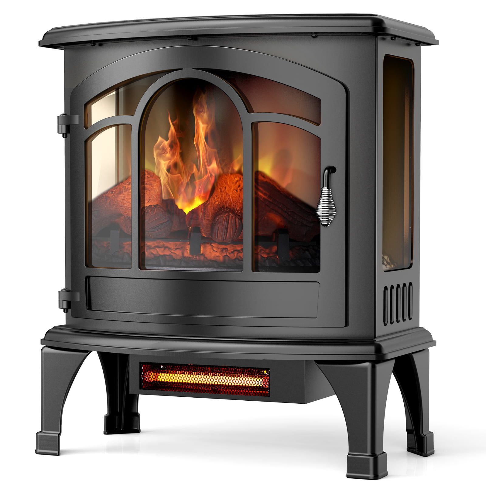 2 Heat Settings Desktop Heater with Flame Effect,Portable Electric Stove Heater with Realistic LED Log Fire Flame Effect 500w Power Remote Control