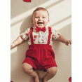 thumbnail image 4 of BemeyourBBs Newborn Baby Boy Valentines Day Outfit Gentleman Heart Bowtie Heart Bear Romper Shirt and Suspender Shorts Set Spring Summer Clothes, 4 of 9