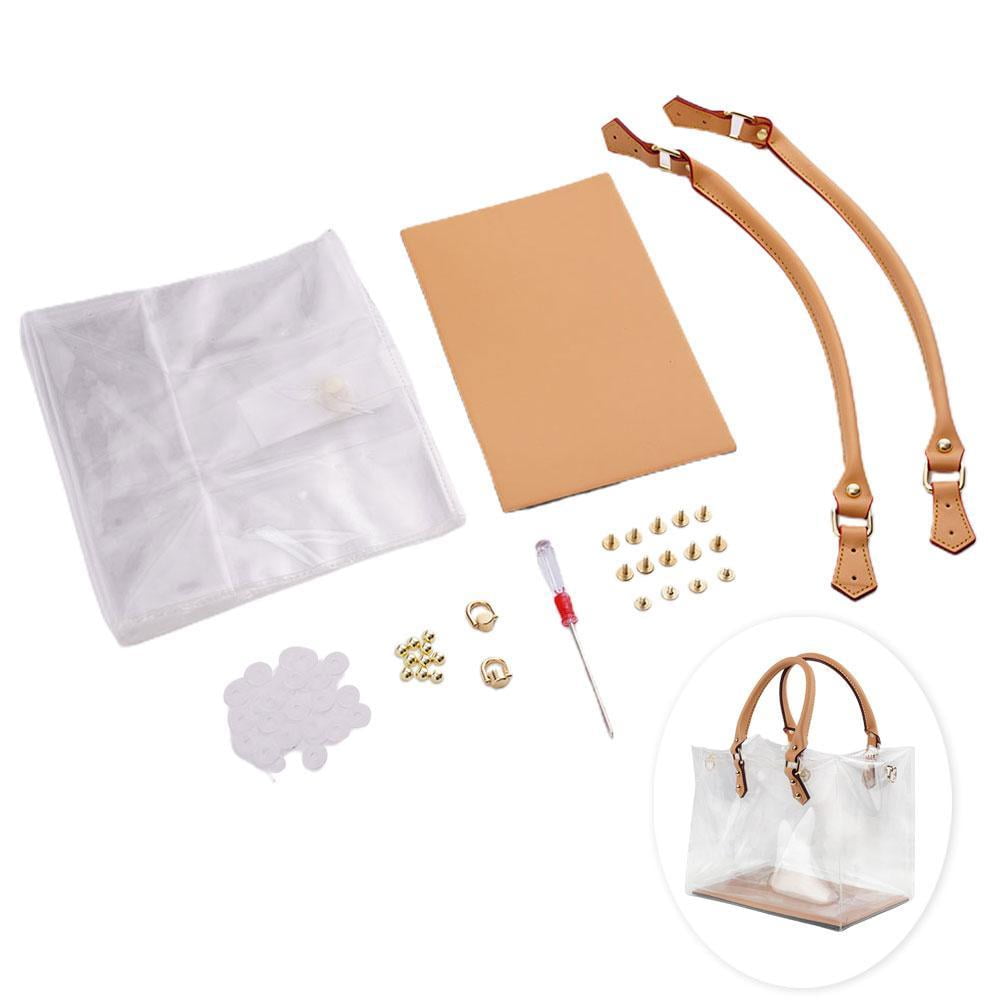 Clear PVC DIY Tote Bag Handbag Making Kit, 5 Sizes Handmade Gift Bags Craft Accessories Tool Set Birthday Holiday DIY PVC Bag for Kids W7R8