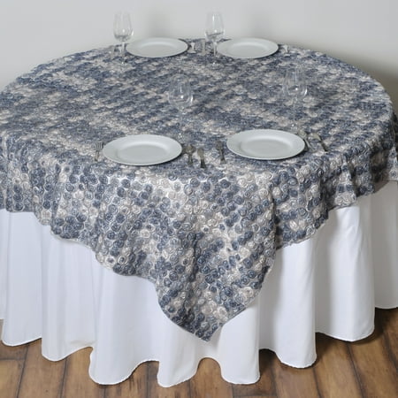 

BalsaCircle 72 x 72 Silver Mini-Raised Roses Floral Square Table Overlay Party Tablecloth