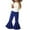 Blue, variant on Otqutp Children Spring Pants Toddler Denim Bell Bottom Pants Baby Girls Trousers Two Ruffles Flare Ripped Jeans for Kids 1 to 6Years