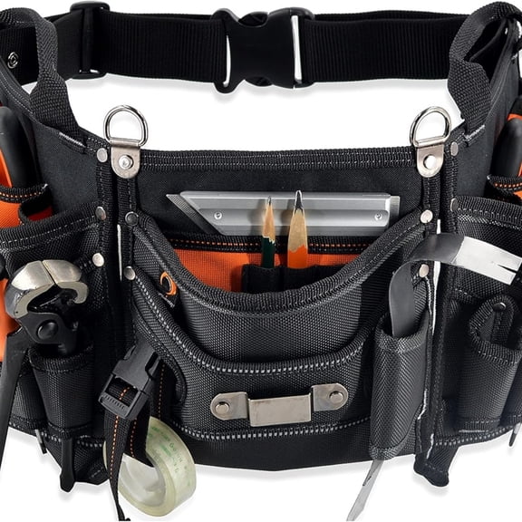 18-pocket Carpenter's Tool Belt - Construction & HVAC Tool Pouch for Men