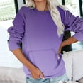 thumbnail image 2 of ShomPort Women Crewneck Gradient Color Sweatshirt Casual Fall Long Sleeve Shirt with Pocket, 2 of 6