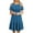 Blue, variant on Lolmot Midi Dresses for Women Summer Short Sleeve Cold Shoulder Casual Solid Color T-Shirt Swing Dress