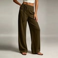 thumbnail image 3 of Wide Leg Pants for Women, Loose Elastic Waist Drawstring Flowy Trousers, Summer Lightweight Beach Vacation Pants, 3 of 6