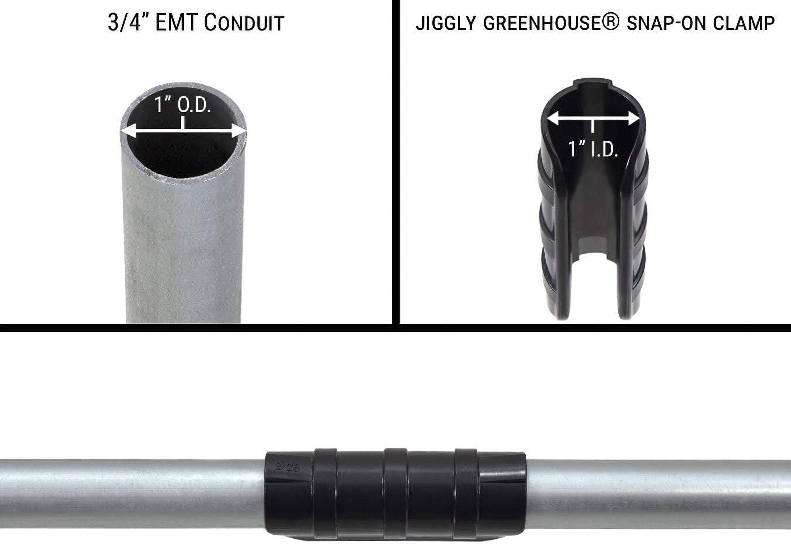 Jiggly Greenhouse Snap On Clamp for Securing Plastic Film, Shade Cloth, Greenhouse Coverings to 3/4" [1" OD] EMT Conduit or PVC Pipe (Pack of 20)