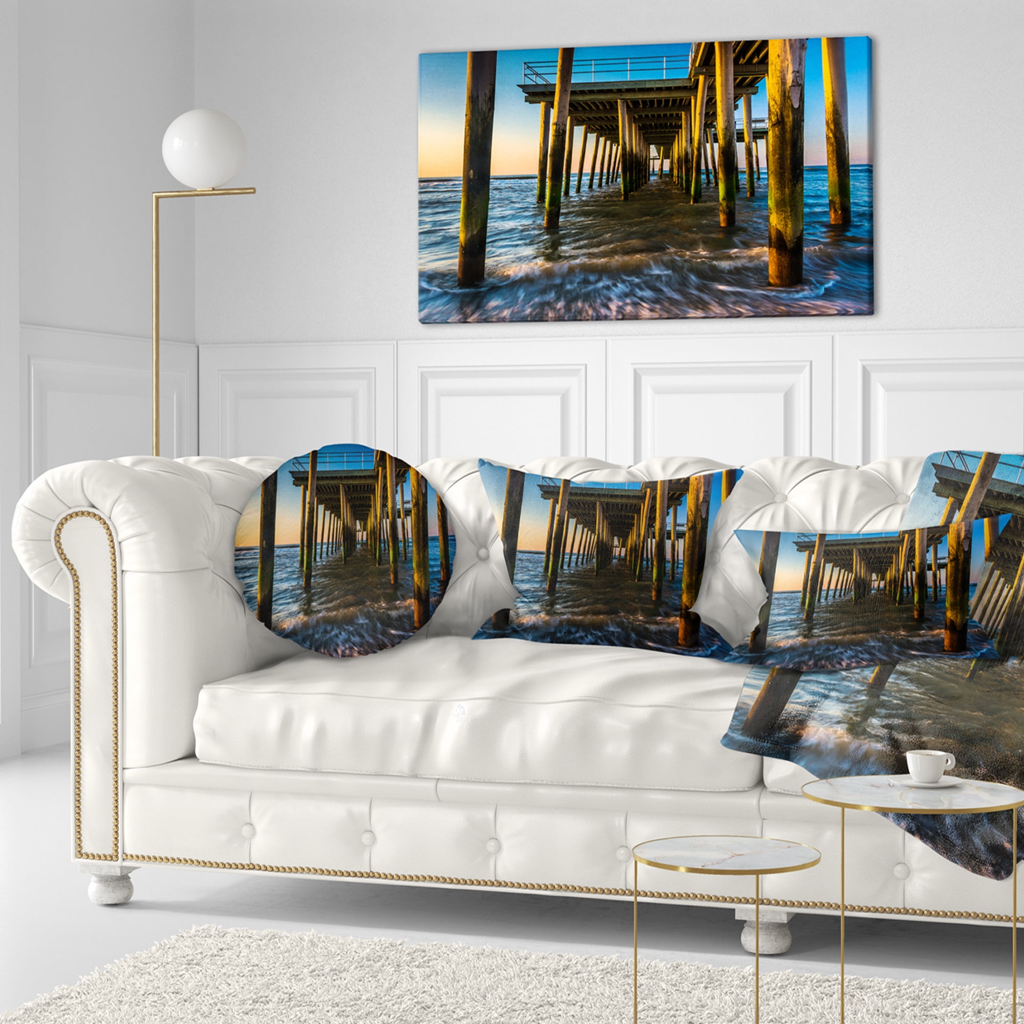 Designart 12" x 20" Blue Polyester Throw Pillow