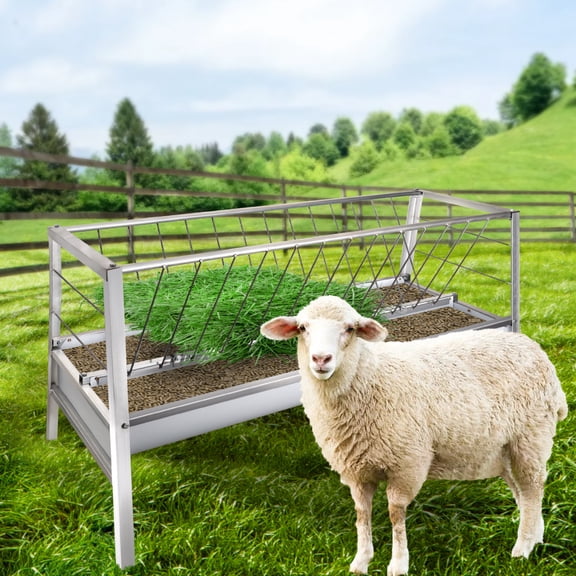 Heavy Duty Sheep Trough, 59" Weather Resistant Hay & Grain Feeder Trough for Sheep & Farm Animals
