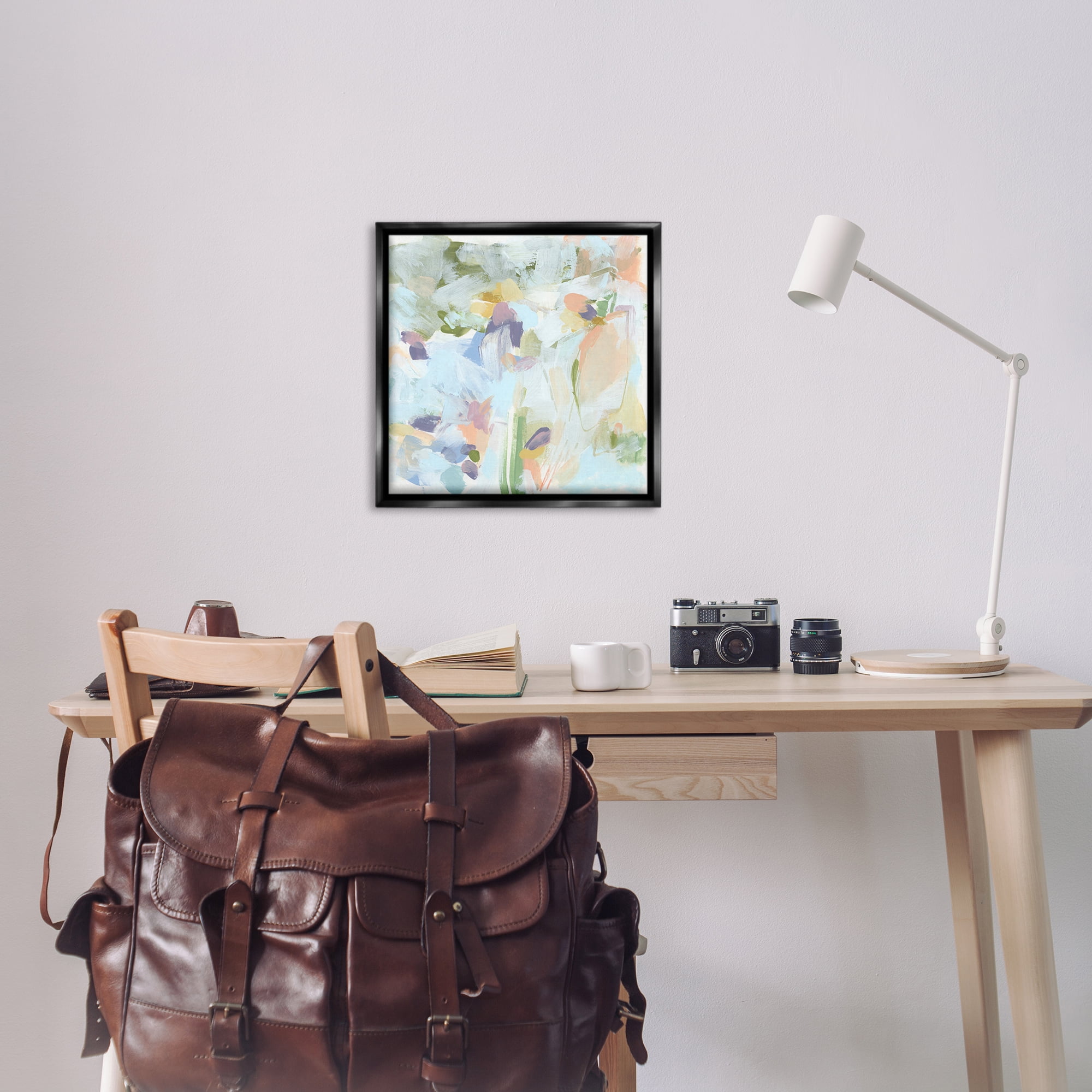 Stupell Industries Chaotic Pastel Arrangement Abstract Painting Black Floater Framed Canvas Art Print Wall Art, 25 x 25