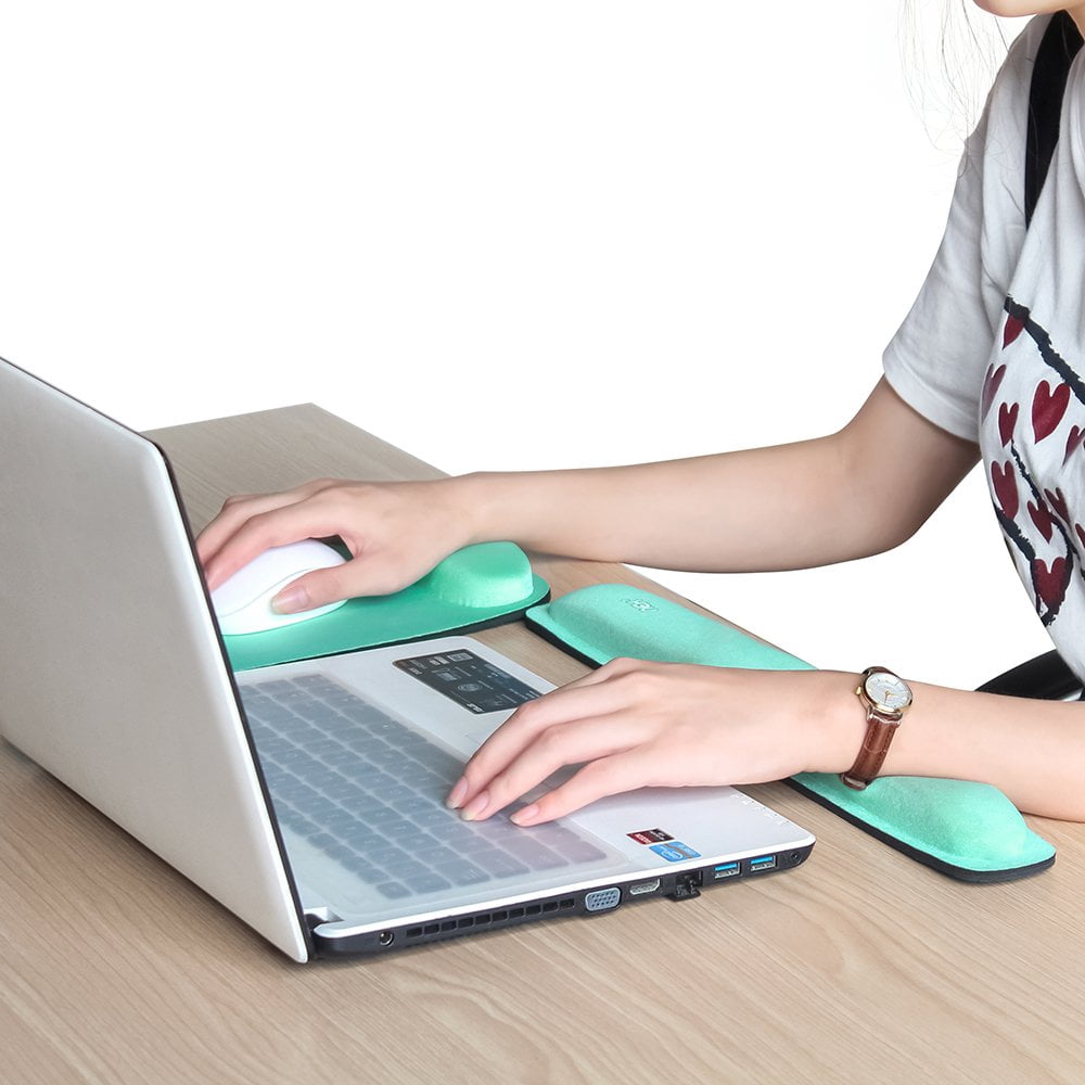 NEX Ergonomic Mouse Pad with Wrist Support, Memory Foam Keyboard Wrist Rest for Computer, Mint Green (NX-PAD007)