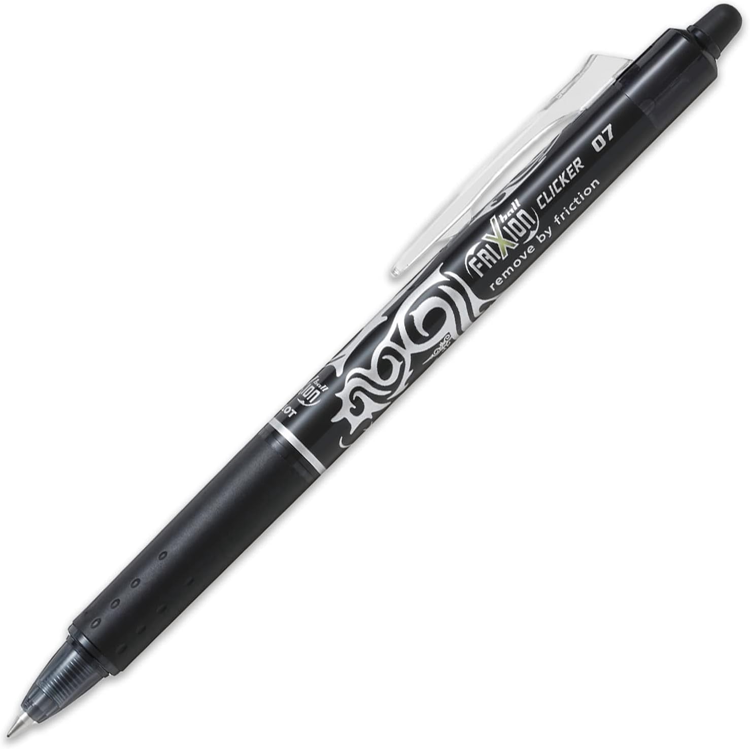Pilot FriXion Clicker Fine Erasable Rollerball Pen - Retractable 0.7mm Nib - Wallet of 5 - Essentials - Black, Blue, Red, Green, Violet