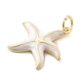thumbnail image 3 of 7 pc Brass Enamel Pendants with Jump Ring Real 18K golden Plated Starfish Charm Seashell color 18x18x2.5mm Hole: 3mm, 3 of 3