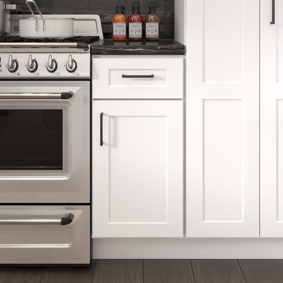Furinno Shaker Drawer Base Kitchen Cabinet with 1-Door, Ready to Assemble, 24 D x 15 W x 34.5 H, White