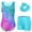 Blue Sequin, variant on Aideaone Gymnastics Leotards for Girls Shiny outfits with Shorts Hair Scrunchie 5-10Y