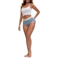 thumbnail image 2 of INSPIRE CHIC Mother's Day Women's High Waisted Lace Trim Briefs Cotton Full Coverage Underwear Panties S Dark Blue, 2 of 4
