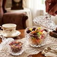 thumbnail image 5 of huayou Crystal Glass Candy Jar Decoration, Clear Diamond Cut Canister with Round Knob Lid, Decorative Storage Container for Tabletop Home, 5 of 7