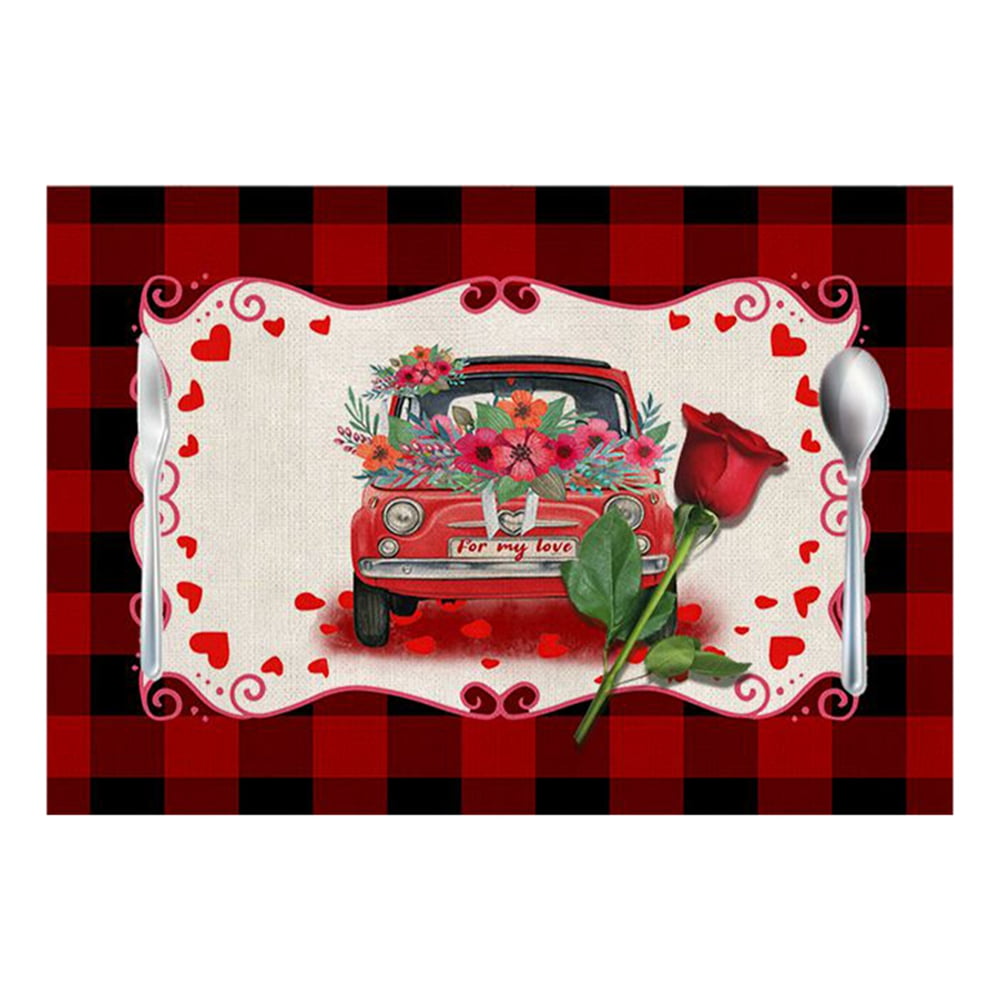 BIG SALES!Placemats for Dining Table Heat Insulation Valentine's Plaid