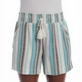 thumbnail image 3 of Briggs New York Women's Linen Blend Pull-On Summer Shorts with Pockets and Drawstring (Teal Stripes, Medium), 3 of 4