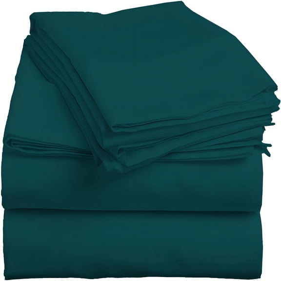 AUQ Luxury 4 Piece Bed Sheets Set Full Size - Teal Solid 100% Pure Egyptian Cotton 800 Thread Count,Sateen Weave Sheet Set,Soft Long Staple Cotton,12" Deep Pocket