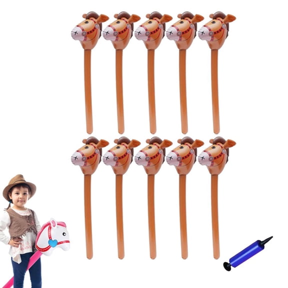 Inflatable Stick Horse Head Toy for Kids Party Decorations, Plastic Riding Stick for Imaginative Play