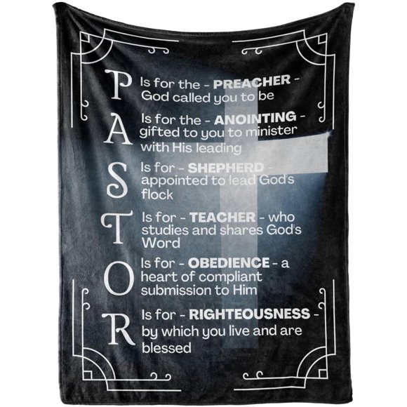 LHSHID Pastor Appreciation Gifts for Men Throw Blanket Thank You Presents for Christmas Pastor Day Birthday Ideas Gift Decoration Black 30"x40"