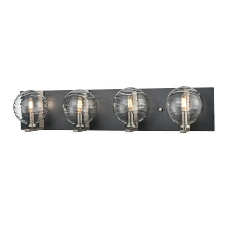 

Tropea 4 Light Vanity Brass and Graphite with Ripple Glass