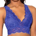 thumbnail image 4 of Women‘s Deep V Neck Lace Bralette Floral Padded Lace Long Line Wirefree Bra, 4 of 8