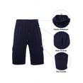 thumbnail image 4 of Mens Fleece Sweat Cargo Shorts With Elastic Waistband Drawstring Athletic Workout Gym Shorts-Navy,3XL, 4 of 5