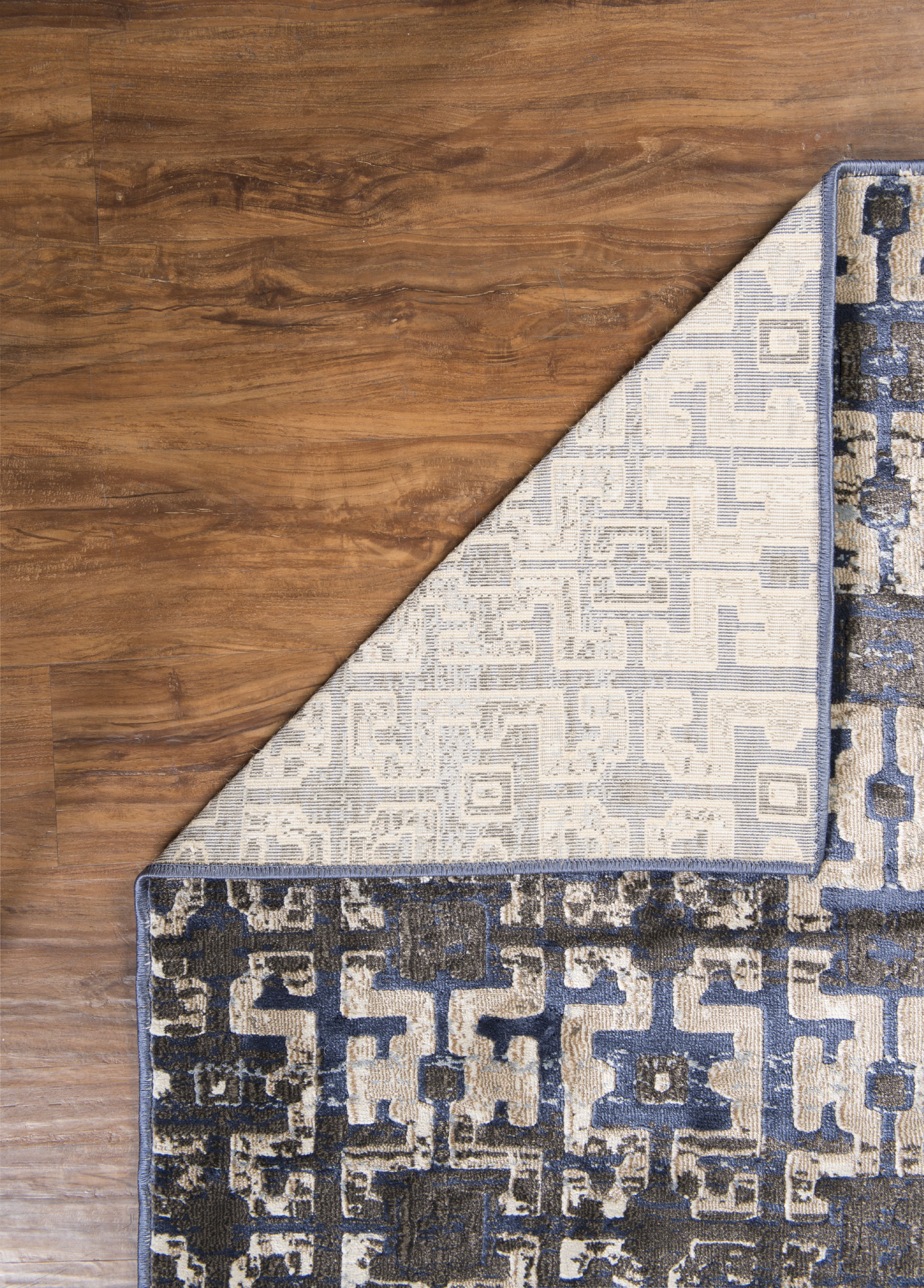 Jewel Maze Navy Area Rug 8 x 104" Powerloomed 100% Polypropylene Design