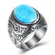 thumbnail image 1 of Xiao Hua Anillo retro de piedra natural para hombre, ónix azul, ovalado de acero inoxidable, talla 10 (1 pieza), 1 of 5