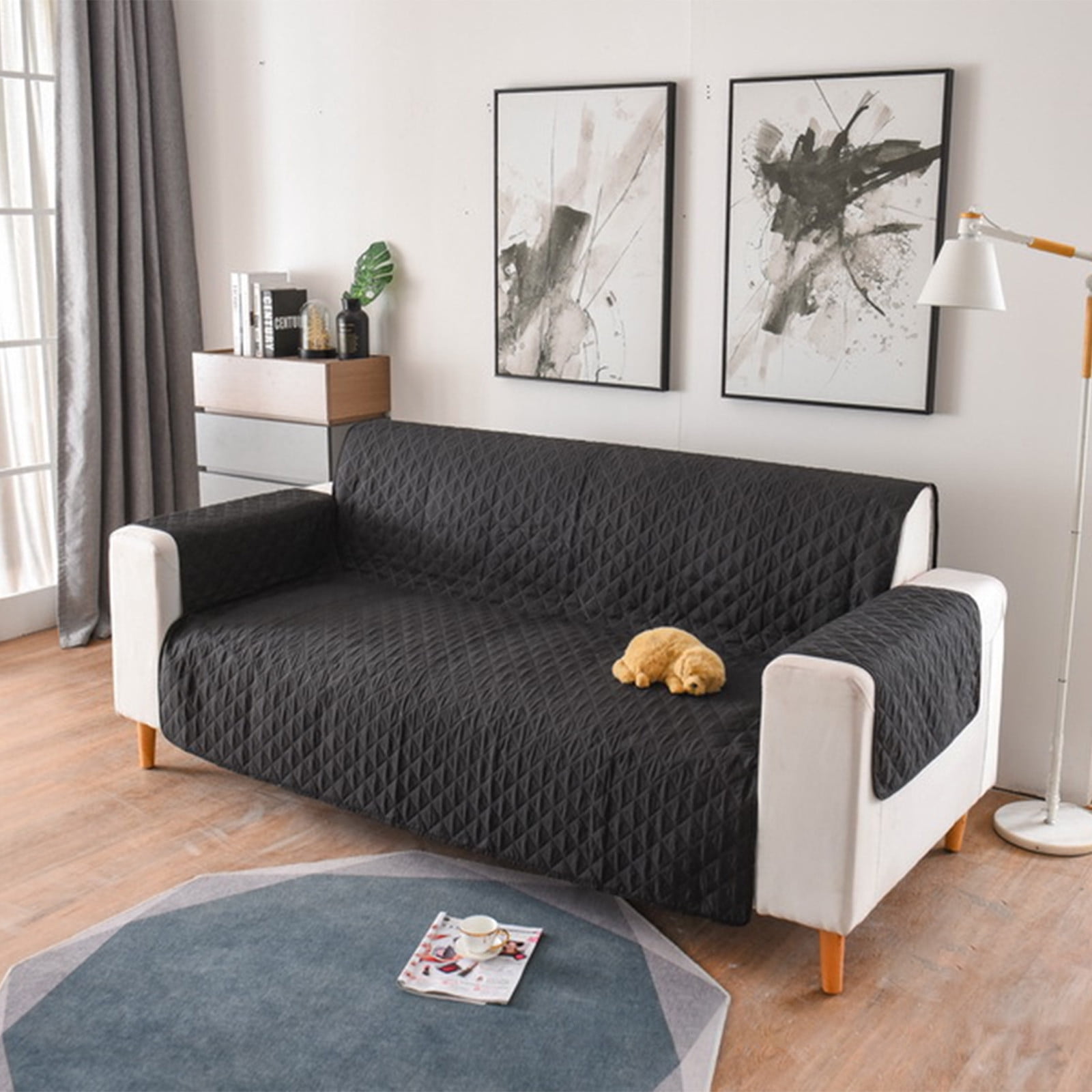 Reversible Sofa Cover Couch Cover for Dogs with Elastic Straps Water Resistant Furniture Protector for Pets Couch Cover for 2 Cushion Couch