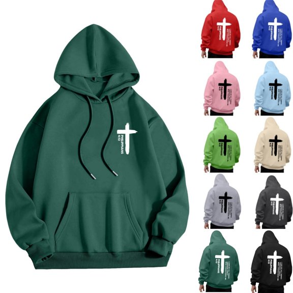JUSLIO Mens Sweatshirt Hooded Graphic Hoodies Long Sleeve Pullover Comfortable Everyday Sweatshirts