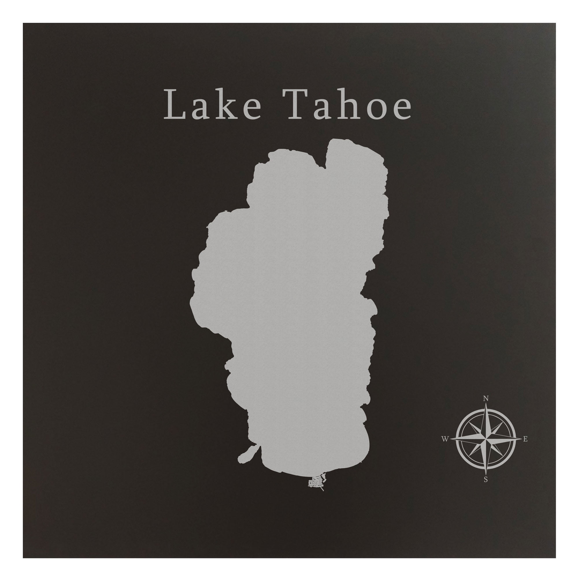 Lake Tahoe Map 24x24" Black Metal Wall Art Office Decor Gift Engraved