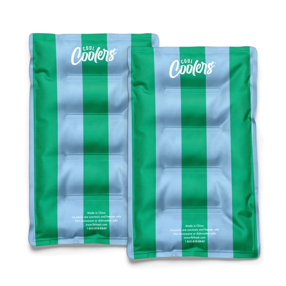 Cool Coolers by Fit Fresh XL Soft Ice Packs for Lunch Bags & Coolers, Coastal Cabana Stripe, 2pk