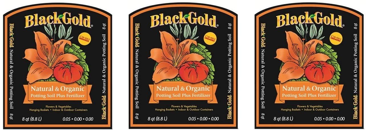 Black Gold 1302040 8-Quart All Organic Potting Soil rymkrJ, 3 Pack ...