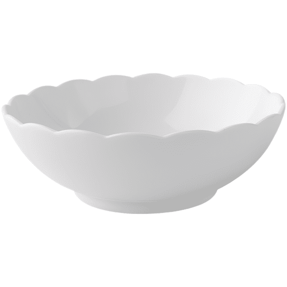7 Inch Ceramic Salad Bowl with Scalloped Edge, 21.9 fl oz White Porcelain Bowl for Soup, Noodle, Dessert, Elegant Scalloped Edge Bowl for Home, Restaurant