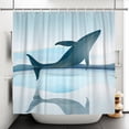 thumbnail image 4 of Summer Theme Shower Curtain,Blue Whale Waterproof Fabric Bath Curtain with Hooks,72"x78", 4 of 5