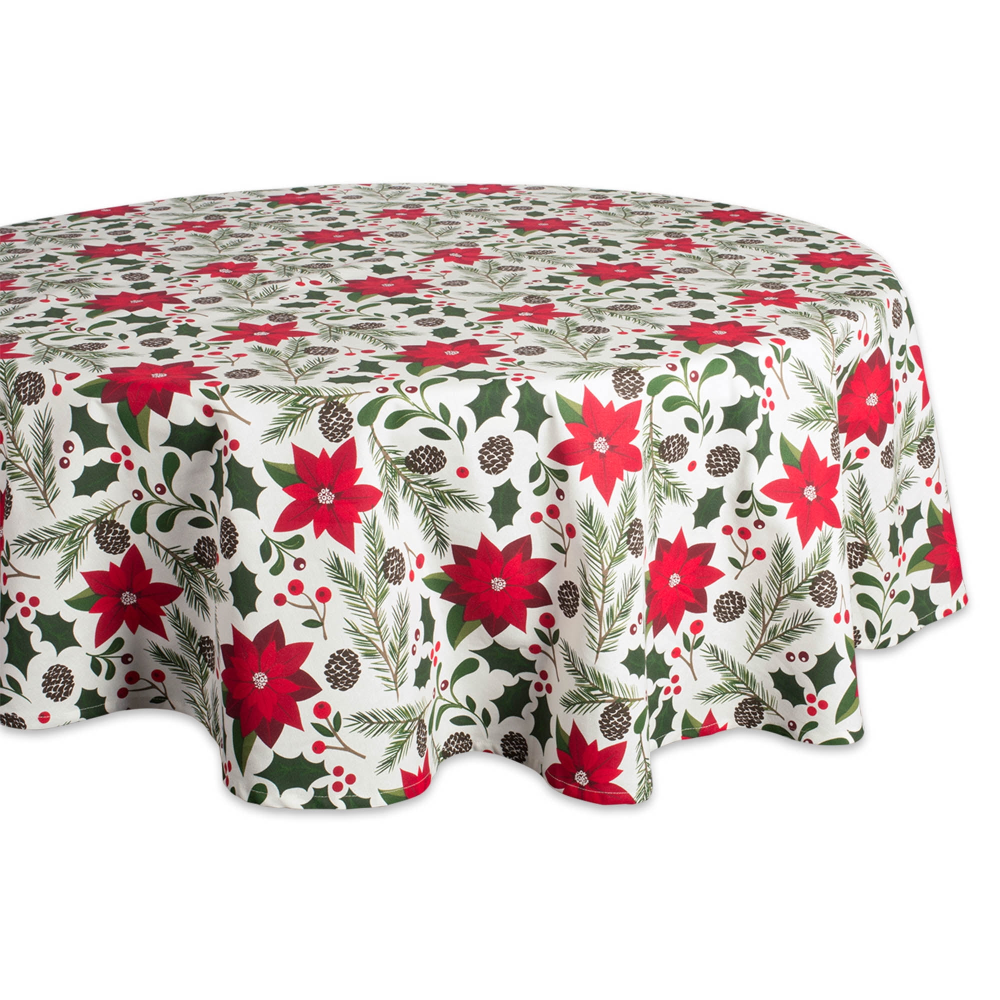 DII Woodland Christmas Tablecloth 70 Round, 100 Cotton