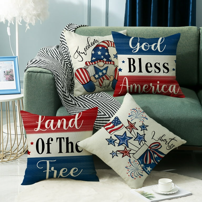 America The Beautiful Let Freedom Ring Throw Pillow Covers 18 x 18 Inch Freedom 4th of July Independence Memorial Day Patriotic Cushion Case for Sofa Couch Walmart