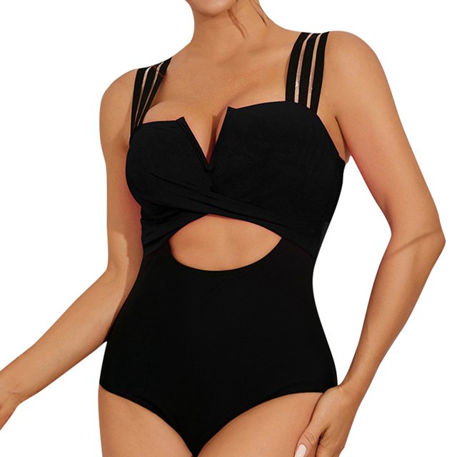 CAICJ98 Plus Size Swimsuit Women One Piece Swimsuits Tummy Control One Shoulder Bathing Suits Ruffle Swimwear Black,L
