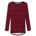 thumbnail image 4 of CLOISE Womens Tops Fall Cute Striped Shirts Scoop Neck Long Sleeve Raglan Blouses Oversized Colorblock Tees Flowy Clothes Wine 2XL, 4 of 5