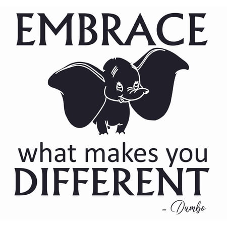 Removable Walt Disney Dumbo Movie Inspiration Wall Decal Quotes | Embrace What Makes You Different - 19" x 20" DIY Stick And Peel Vinyl Adhesive Home Decor Kids Bedroom Living Room Decoration Sticker