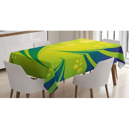 

Modern Decor Tablecloth Vivid Vibrant Brazil Flag Colored Image Geometrical Details Art Rectangular Table Cover for Dining Room Kitchen 52 X 70 Inches Light Green and Dark Blue by Ambesonne