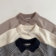 thumbnail image 4 of Hjtefg Kids' Korean Style Sweater - Soft Striped Lapel Pullover, Autumn Casual Top for Children,Color: Black Size: 6-12 Months, 4 of 4