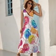 thumbnail image 5 of Candy Pattern Rainbow Lollipop Womens Night Club Maxi Dress V Neck Sleeveless Bohemia Long Dresses, 5 of 9